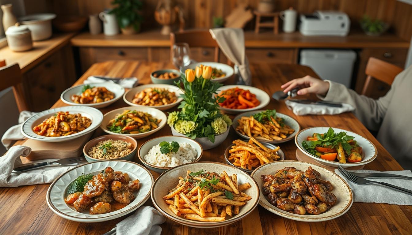 Seasonal meal prepared in a home kitchen